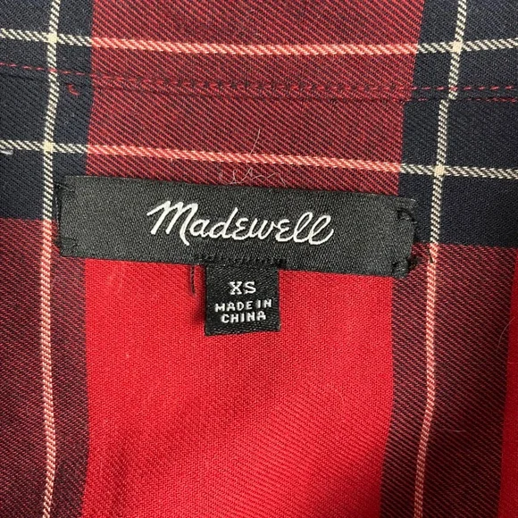 Madewell Central Shirt in Dahl Plaid Red XS - Picture 6 of 14